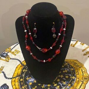 Vintage- beaded necklace & earring set.